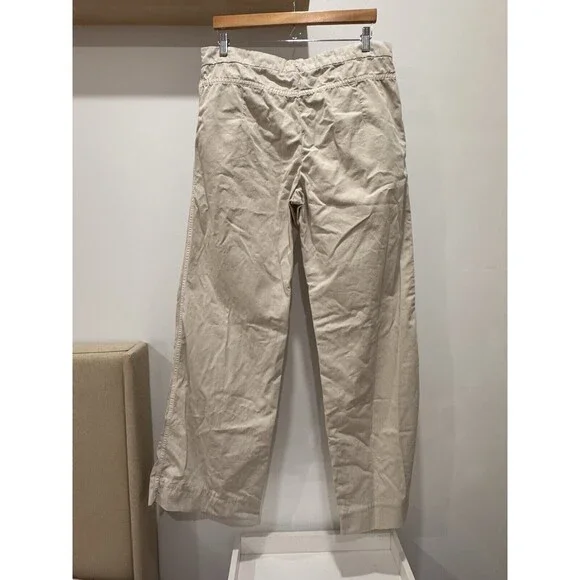Brunello Cucinelli Womens Size 12 Flat Zip Wide Leg Dress Pants Tan High Rise